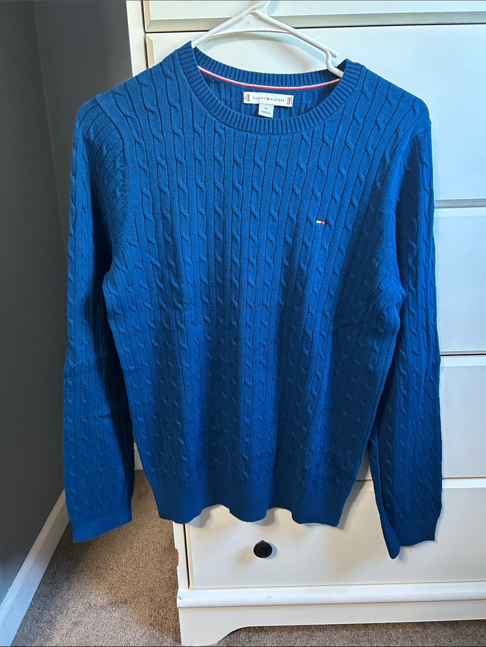 Tommy Hilfiger Blue Cable Knit Crewneck Sweater